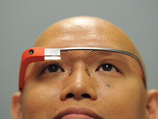 Man with smart glasses